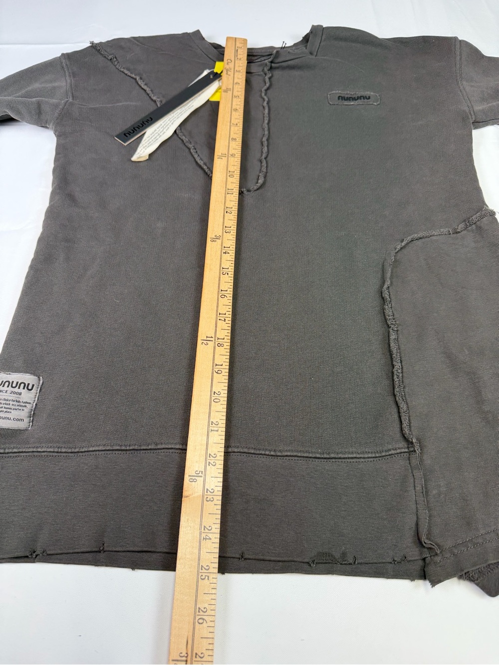 nununu Stone Washed Charcoal Distressed Crewneck Sweatshirt Tee  - 12-14 / NWT - Picture 16 of 16